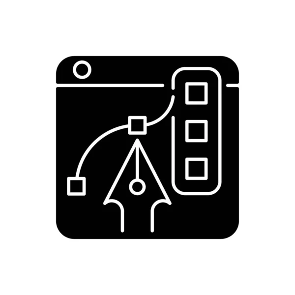 Grafik Design Plattformen Schwarzes Glyph Symbol Werkzeug Für Erfahrene Digitale — Stockvektor