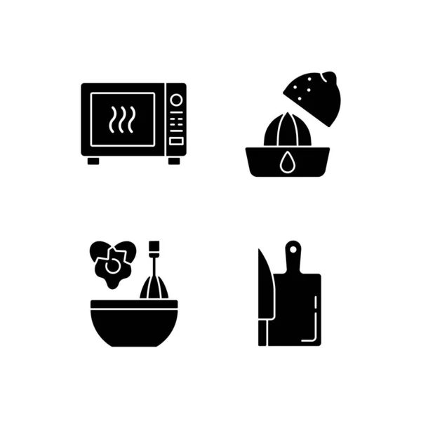 Food Recipe Black Glyph Icons Set White Space Squeeze Lemon — 스톡 벡터