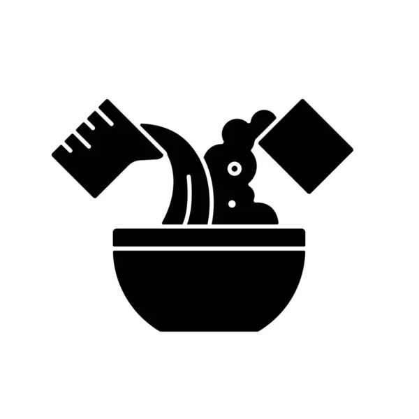 Μίξη Συστατικό Μαγείρεμα Μαύρο Εικονίδιο Glyph Προσθέτουμε Νερό Στο Μπολ — Διανυσματικό Αρχείο