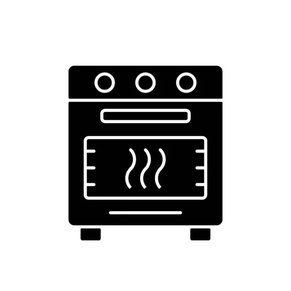 烘焙在烤箱的黑色石榴图标 家庭炊具 在家用炉灶里烤饭 烹饪指导 食品准备过程 白色空间上的轮廓符号 矢量孤立的说明 — 图库矢量图片