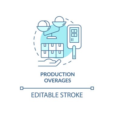 Üretim fazlası ve kullanım limitleri konsepti simgesi. İnsani yardım, soyut ve ince çizgilerden etkilenmiş insanlar için. Vektör izole edilmiş dış hat renk çizimi. Düzenlenebilir vuruş
