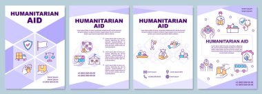 İnsani yardım ve barınak fırsatları broşürü. Broşür, broşür, broşür baskısı, doğrusal simgelerle kaplama tasarımı. Sunum için vektör düzenleri, yıllık raporlar, reklam sayfaları