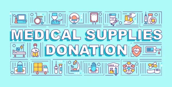 Medical Supplies Donation Word Concepts Banner Humanitarian Aid Infographics Linear — 스톡 벡터
