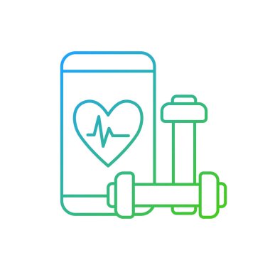 Çevrimiçi fitness uygulaması gradyan doğrusal vektör simgesi. Sağlık davranışları. Kendini gerçekleştirme motivasyon kullanıcı platformu. İnce çizgi renkli semboller. Modern tarz pictogram. Vektör izole çizimi