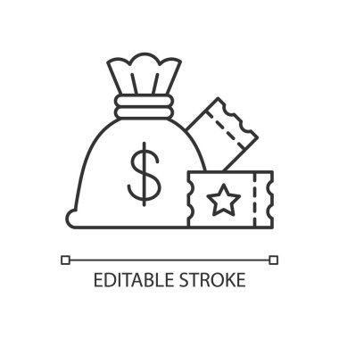 Lump-sum ödeme doğrusal simgesi. Bir kerelik nakit ödeme. Piyango kazandı. İkramiyeyi hemen topluyorum. İnce çizgi özelleştirilebilir illüstrasyon. Contour sembolü. Vektör izole çizim. Düzenlenebilir vuruş