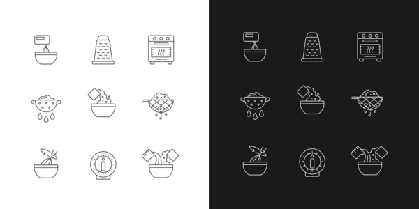 Lineare Symbole Für Den Dunklen Und Hellen Modus Der Kochanleitung — Stockvektor