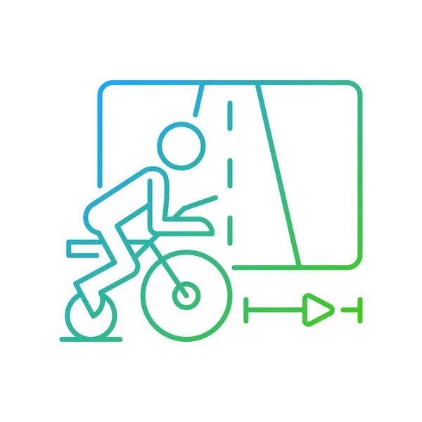 Virtuele Fiets App Gradiënt Lineaire Vector Pictogram Online Fitness Rally — Stockvector