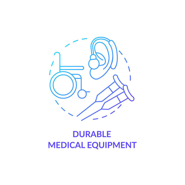Durable medical equipment concept icon. Available social help. Humanitarian aid for clinical facilities abstract idea thin line illustration. Vector isolated outline color drawing.