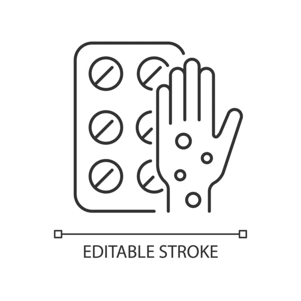 Pillen Voor Allergie Lineaire Pictogram Antihistaminica Verlichting Van Neusproblemen Dunne — Stockvector