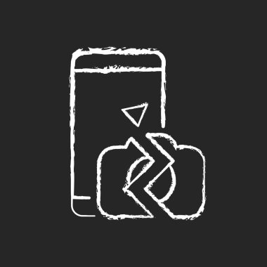 Kamera koyu arkaplanda tebeşir beyazı simgesini kullanmıyor. Cep telefonu sorunu. Akıllı telefon kamerasında sorun var. Fotoğraf ve görüntü hatasını düzelt. Siyah üzerine izole edilmiş vektör çizimi