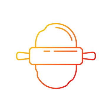 Hamur gradyanı doğrusal vektör simgesini çıkar. Pizza tarifi. Kurabiye pişirmek. Hamur işi yapıyorum. Yemek pişirme dersi. İnce çizgi renkli semboller. Modern tarz pictogram. Vektör izole çizimi