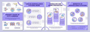 Gözetleme sistemleri broşür üzerinde çalışıyor. Yüz tanıma. Broşür, broşür, broşür baskısı, doğrusal simgelerle kaplama tasarımı. Sunum için vektör düzenleri, yıllık raporlar, reklam sayfaları