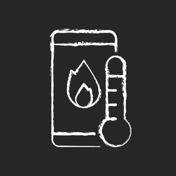 Phone Overheating Chalk White Icon Dark Background Overheated Smartphone Notification — Stock Vector