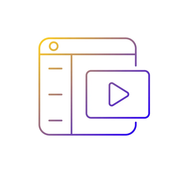 Videoplatforms Gradiënt Lineair Vectorpictogram Uploaden Delen Van Inhoud Media Streamen — Stockvector