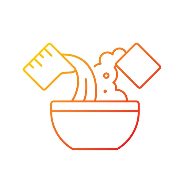 Mixing Cooking Ingredient Gradient Linear Vector Icon Add Water Bowl — 图库矢量图片