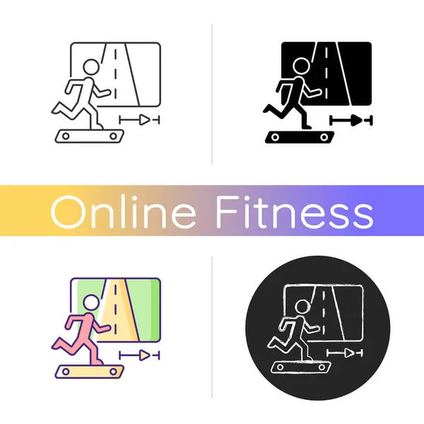 Online Fitness Jogging Symbol Laufen Und Reisen Virtueller Realität Rassenexperiment — Stockvektor