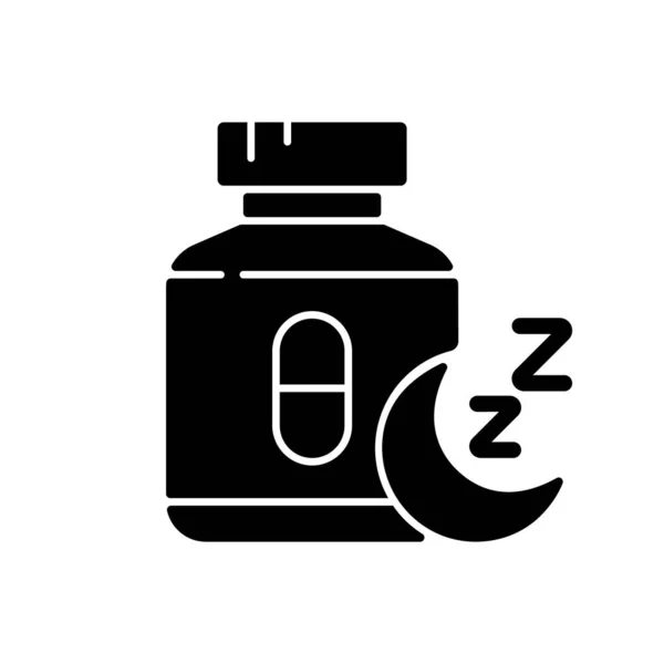 Χάπια Για Την Αϋπνία Μαύρο Glyph Εικονίδιο Φάρμακα Ύπνου Χειρισμός — Διανυσματικό Αρχείο