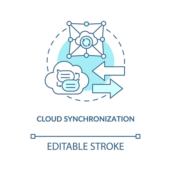 Sincronización Nube Icono Concepto Azul Archivos Servicio Línea Copia Seguridad — Vector de stock