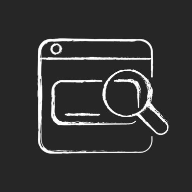 Arama motorları koyu arkaplandaki beyaz simgeyi tebeşirledi. İnternetten bilgi topluyorum. Anahtar kelimeleri, cümleleri kullanarak. Kullanıcı arama sorgusu. Web siteleri taranıyor. Siyah üzerine izole edilmiş vektör çizimi