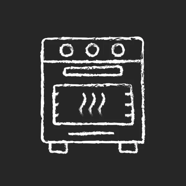 Bake Oven Chalk White Icon Dark Background Domestic Cooker Roasting — Stock Vector