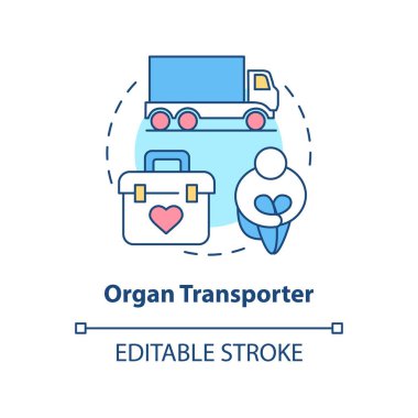 Organ ışınlama konsepti simgesi. Karaborsa ticaret için yasadışı organ transferi soyut fikir ince çizgi çizimi. Zorla organ alınması. Vektör izole edilmiş dış hat renk çizimi. Düzenlenebilir vuruş