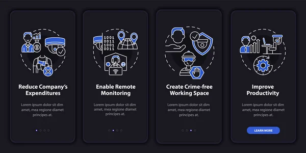 Seguridad Para Incorporación Empresarial Pantalla Página Aplicación Móvil Oficina Monitoreo — Archivo Imágenes Vectoriales