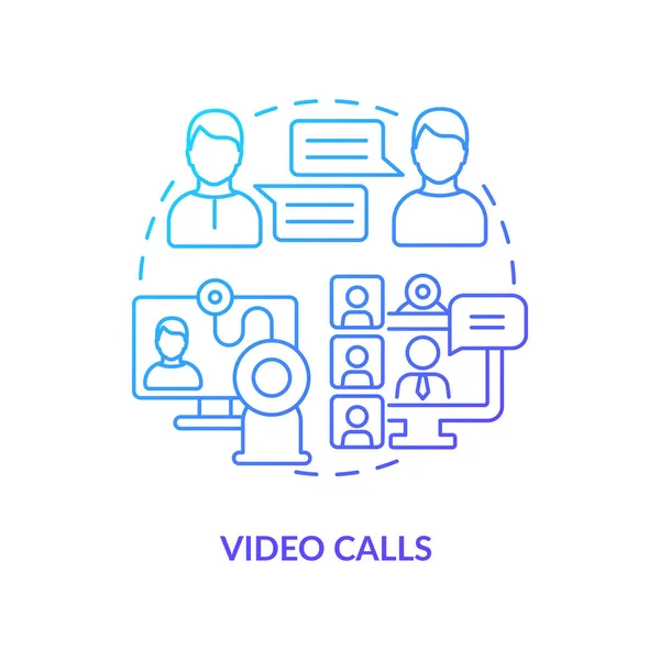 Video Llamada Azul Gradiente Icono Concepto Reunión Línea Para Oficina — Vector de stock