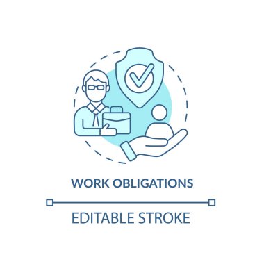 İş konsepti ikonu. Sosyal güvenlik. Sağlık ve güvenlik önlemleri. İş ilişkisi soyut fikir ince çizgi çizimi. Vektör izole edilmiş dış hat renk çizimi. Düzenlenebilir vuruş