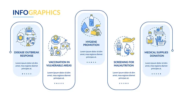 Humanitárius Egészségügyi Vektor Infografikus Sablon Jótékonysági Bemutató Vázlatos Tervezési Elemek — Stock Vector