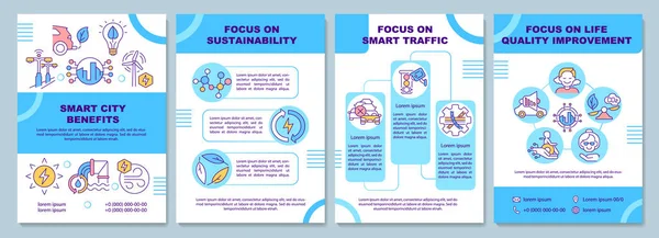 Smart City Előnyök Prospektus Sablon Életminőség Javulás Szórólap Szórólap Szórólap — Stock Vector
