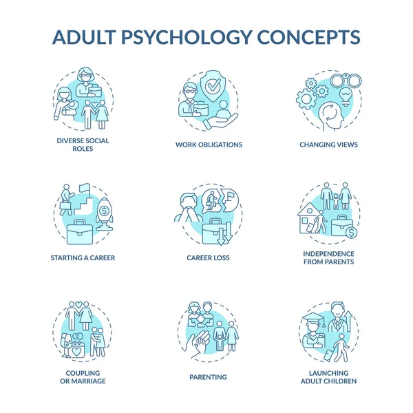 Adult Psychology Μπλε Εικόνες Έννοια Που Πρόβλημα Ωριμότητας Ξεκινώντας Μια — Διανυσματικό Αρχείο