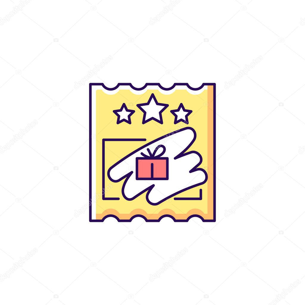 Scratch cards RGB color icon. Scratching off covering for prize reveal. Online scratch ticket. Winning money. Paper-based card for competition. Isolated vector illustration. Simple filled line drawing