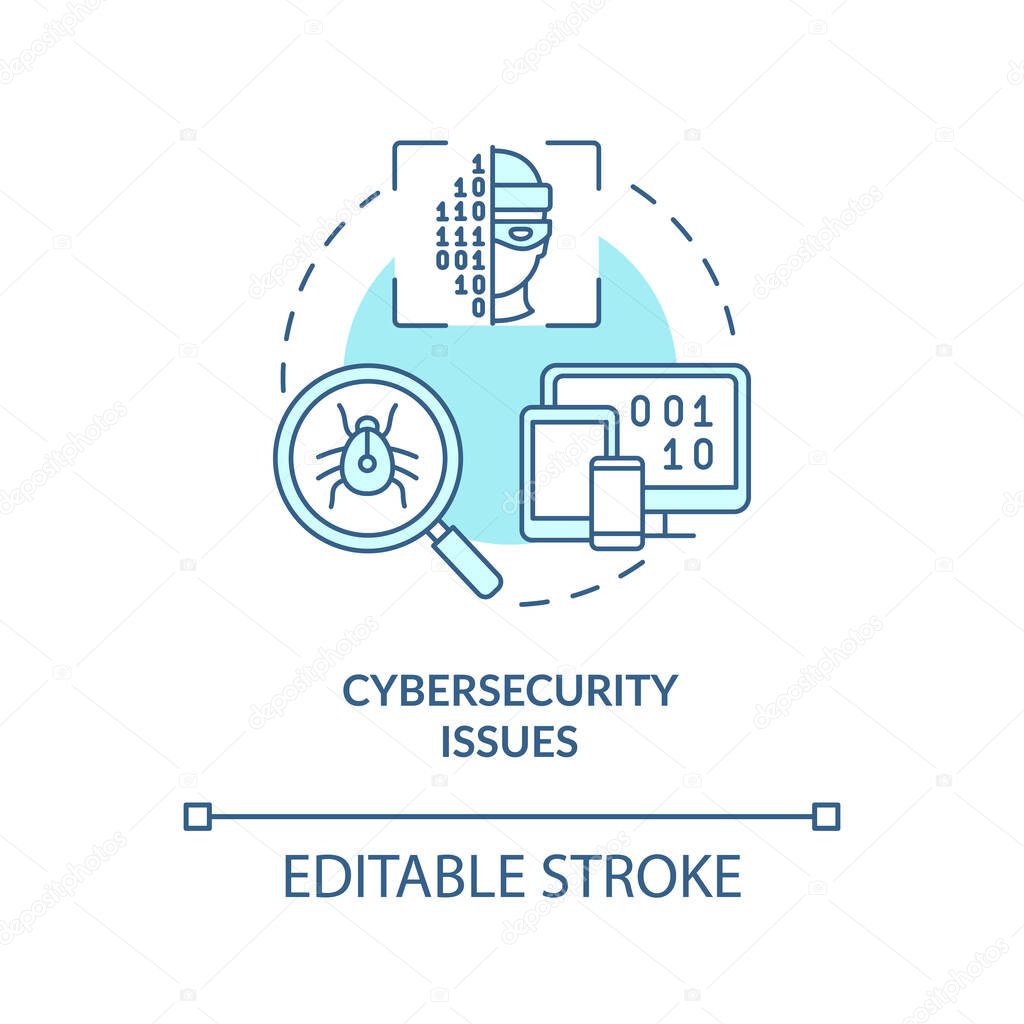 Cybersecurity issue blue concept icon. Problem with digital safety. Data protection. Startup company abstract idea thin line illustration. Vector isolated outline color drawing. Editable stroke