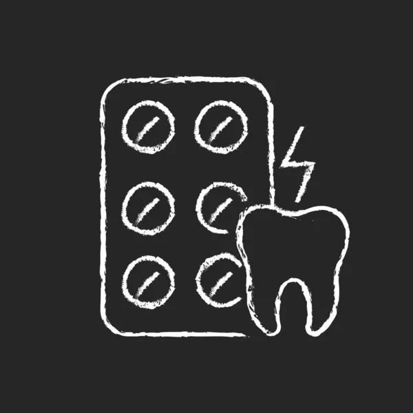 Знеболюючі Крейдять Білу Піктограму Темному Тлі Полегшення Зубного Болю Аналітична — стоковий вектор