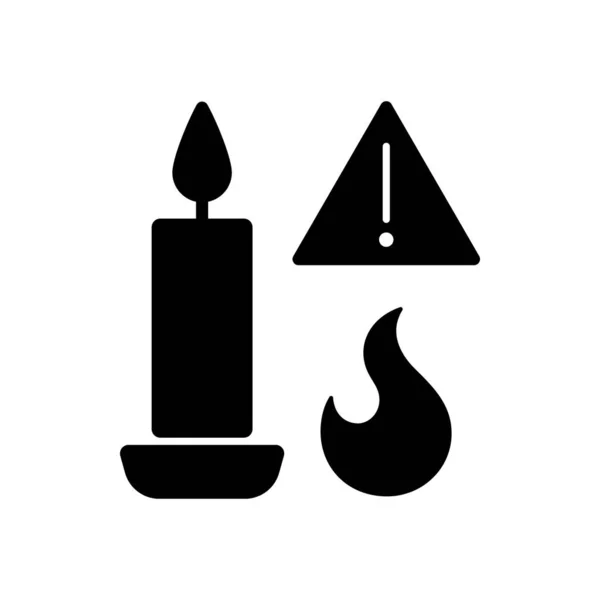 Fuego Peligro Velas Glifo Negro Icono Etiqueta Manual Evitar Que — Archivo Imágenes Vectoriales