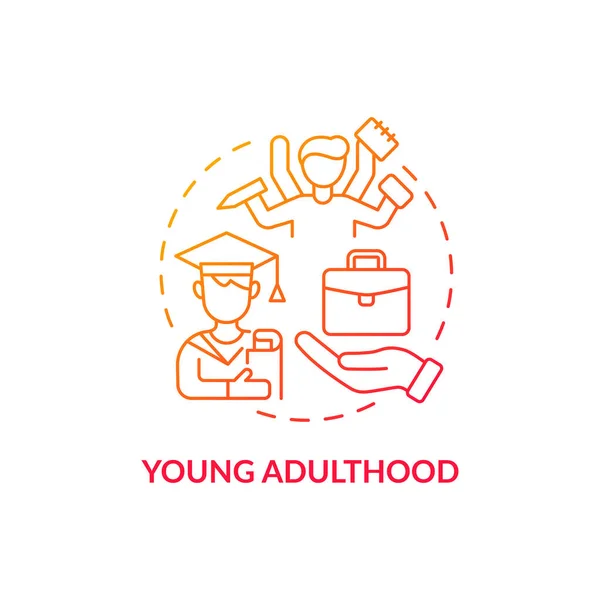 Jong Volwassenheid Rood Concept Icoon Zelfonderzoek Menselijke Ontwikkeling Kiezen Voor — Stockvector