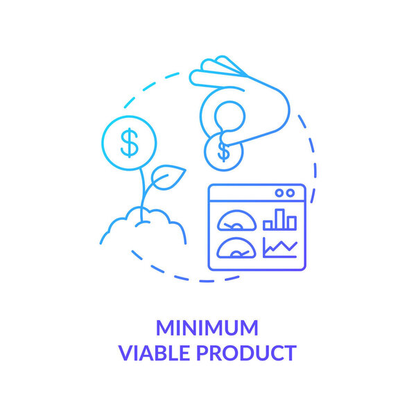 Minimum viable product blue gradient concept icon. Early business development. Investment in company. Startup launch abstract idea thin line illustration. Vector isolated outline color drawing