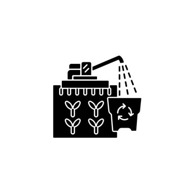 Tedarik fazlası siyah kabartma simgesi. Mallar aşırıya kaçıyor. Ürünler için arz talebi. Aşırı miktarda mahsul var. Çiftçilikte finansal risk. Beyaz uzayda siluet sembolü. Vektör izole illüstrasyonu