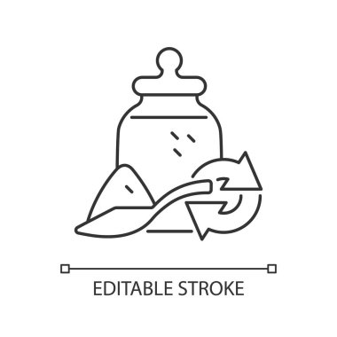 Tahıl doğrusal ikonu doldur. Bakkaliye için çevre dostu paket. Ev içi kullanım için toplu yiyecekler. İnce çizgi özelleştirilebilir illüstrasyon. Contour sembolü. Vektör izole çizim. Düzenlenebilir vuruş