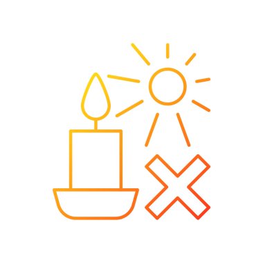 Mumları doğrudan güneş ışığı gradyan doğrusal vektör el yazısı simgesinden koru. İnce çizgi renkli semboller. Modern tarz pictogram. Ürün kullanma talimatları için vektör izole çizimi