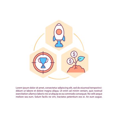 Metinli başlangıç konsept satırı simgeleri. Kopya uzayı ile PPT sayfa vektör şablonu. Broşür, dergi, gazete tasarımı. Beyaz üzerinde yeni iş doğrusal çizimler başlatılıyor