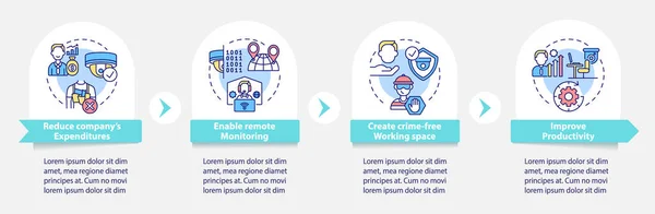 Szablon Infograficzny Wektora Systemu Nadzoru Prezentacja Ochrony Biznesu Zarysowuje Elementy — Wektor stockowy