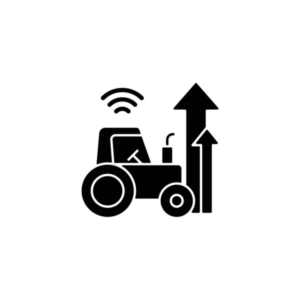 农业现代化的黑色象形文字 农业技术和科学 现代农业 技术革新 白色空间上的轮廓符号 矢量孤立的说明 — 图库矢量图片