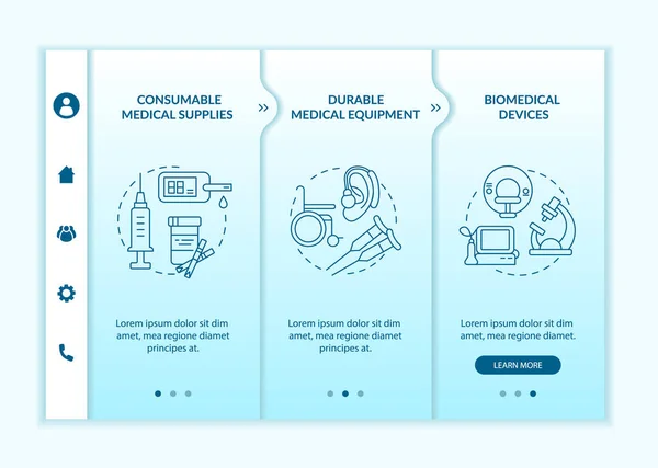 Produk Medis Kategori Donasi Onboarding Vector Template Situs Web Mobile - Stok Vektor