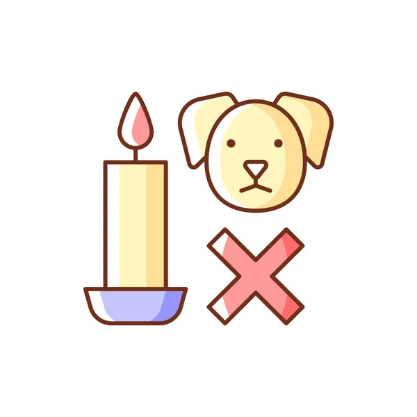 Kerzensicherheit Für Haustiere Rgb Farbiges Manuelles Etikettensymbol Brennende Kerzen Von — Stockvektor