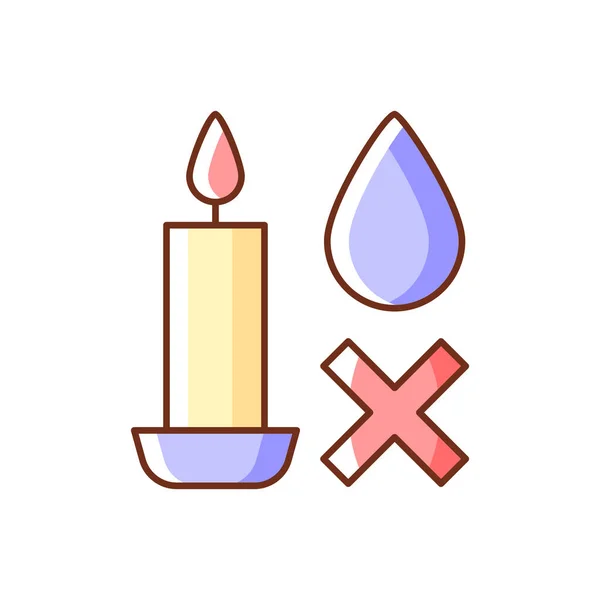 Extinguish Candle Water Rgb Color Manual Label Icon Hot Wax — Stock Vector