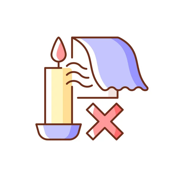 Keep Candles Away Air Currents Rgb Color Manual Label Icon — Stock Vector