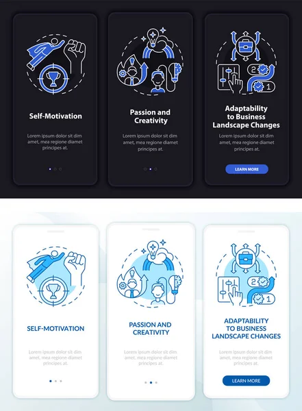 Iniciando Nova Empresa Onboarding Tela Página Aplicativo Móvel Business Walkthrough — Vetor de Stock