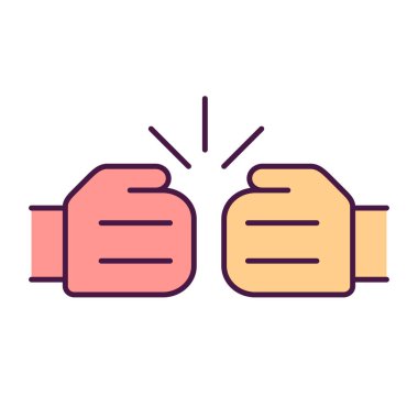 Rekabet işareti RGB renk simgesi. Yumruk yumruğa. Kazanmak için mücadele et. Savaşan rakipler. Rakipler arasındaki rekabet. Agresif bir savaş. İzole vektör çizimi. Basit doldurulmuş çizgi çizimi