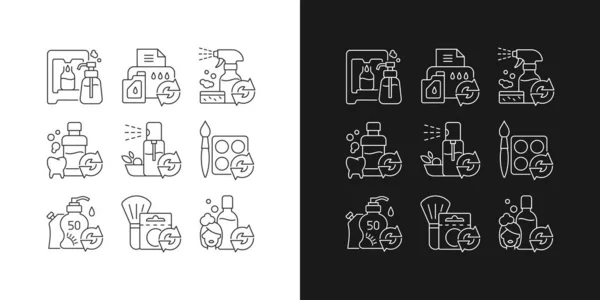 Wiederverwendbare Produkte Lineare Symbole Für Dunklen Und Hellen Modus Eingestellt — Stockvektor